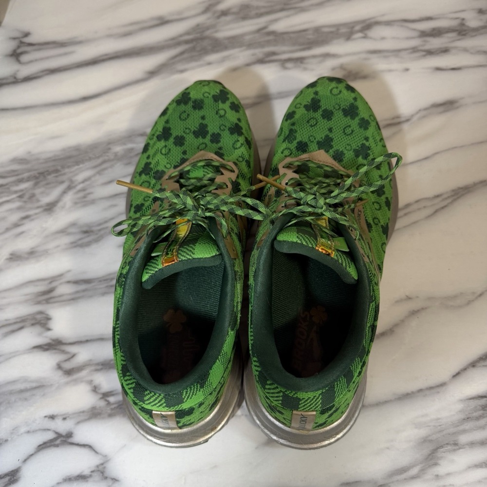 Brooks Launch 6 "Run Lucky" Green / Gold Shamrock Shoes, Women's Size 9 Sneakers - Picture 6 of 14